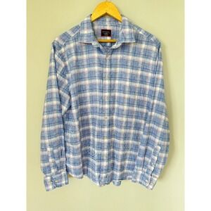 UNTUCKit‎ Berardo WR Linen Shirt Plaid Button Up Long Sleeve Casual Mens Large